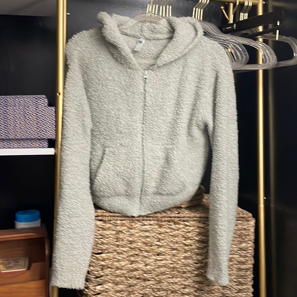 Skims fuzzy hoodie sweatshirt pistachio color